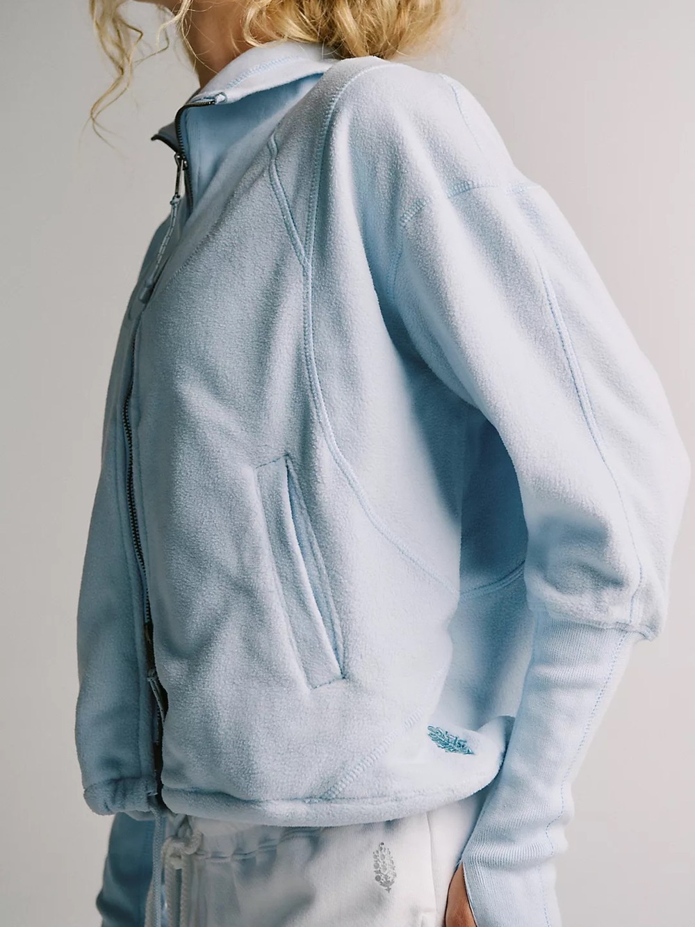 FP Movement by Free People Pastel Blue Zip-Up Track Star Jacket